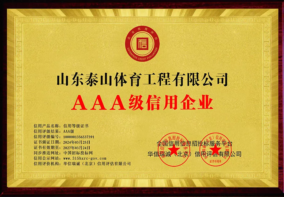 2024年山东泰山体育工程有限公司-AAA级信用企业
